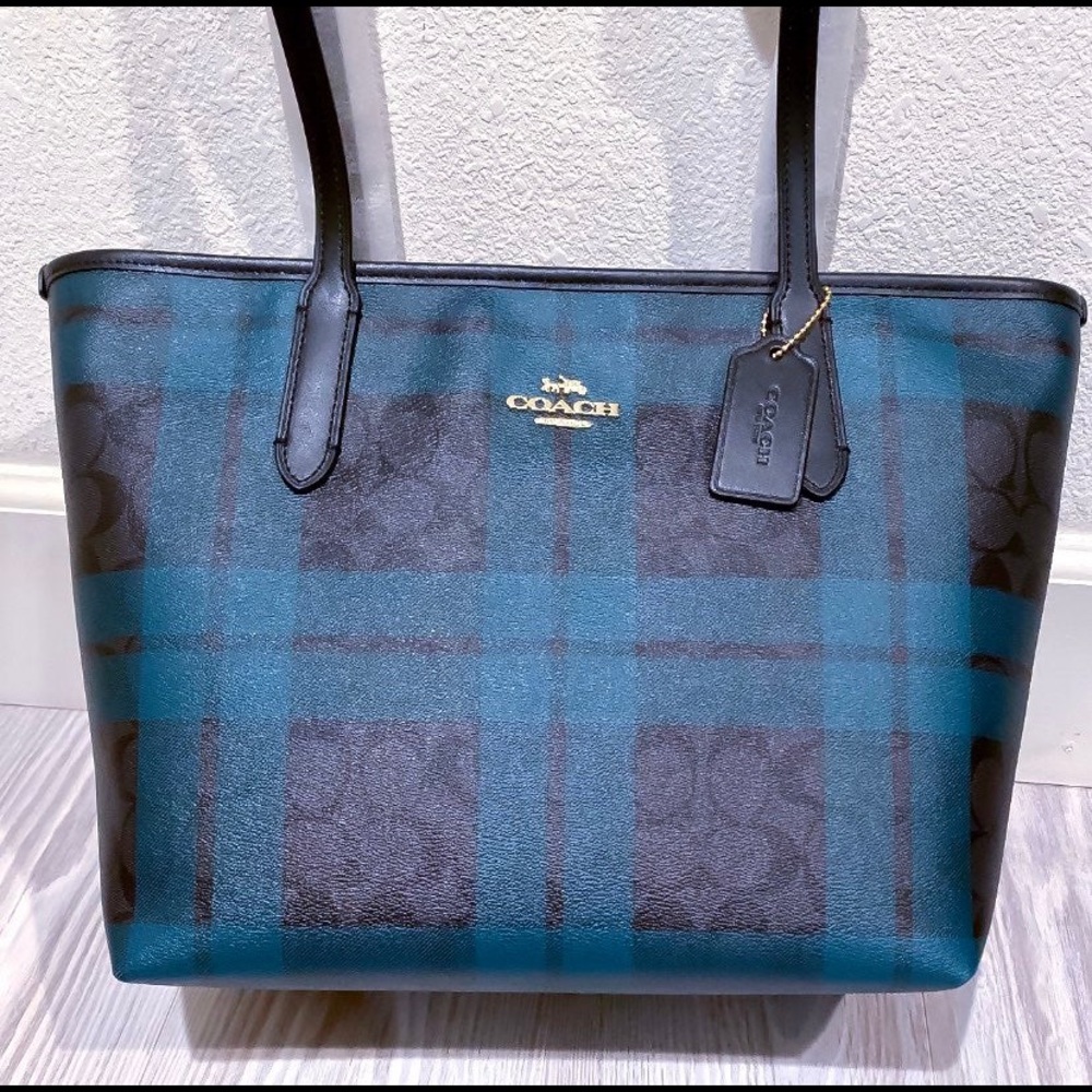 Coach Zip Top Plaid Bag